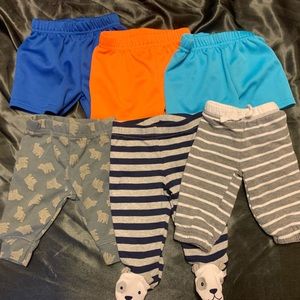 6 pack- baby shorts/pants
